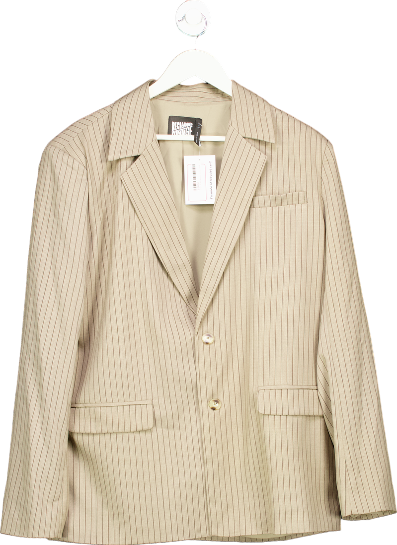 Reclaimed Vintage Beige Pinstripe Blazer UK L