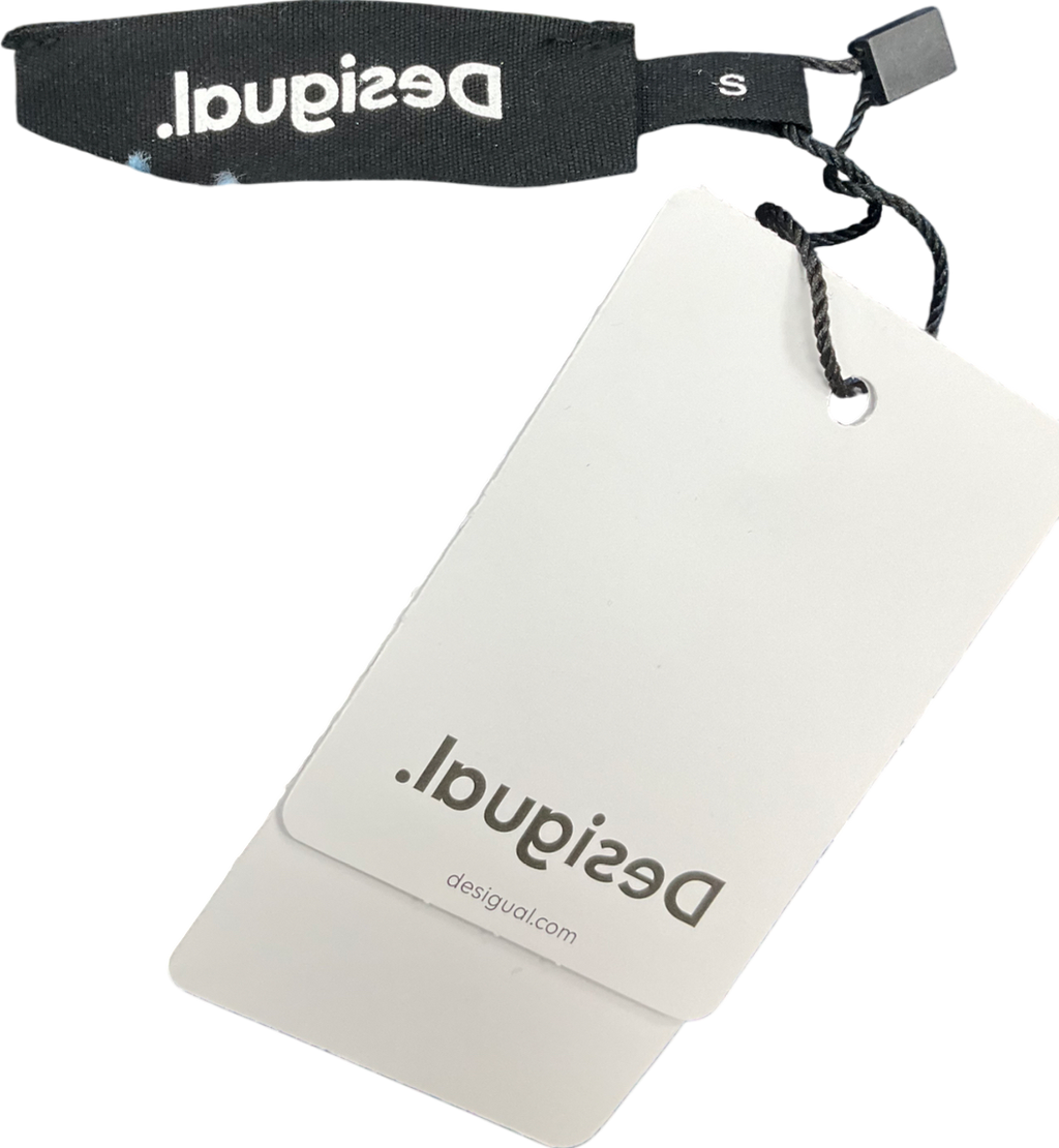 Desigual Blue Slim Animal Print Gathered T Shirt UK S