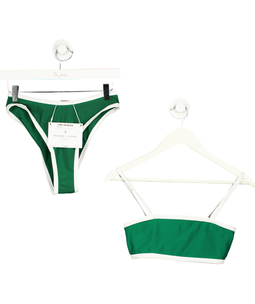 4th & Reckless Green Contrast Trim Bikini Top- Cabo + Bottoms UK 6