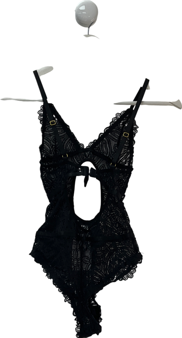 Nasty Gal Black Lace Detailed Bodysuit UK 6