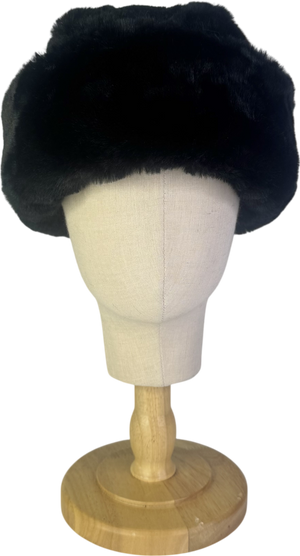 Alberta Ferretti Black Faux-fur Hat UK M