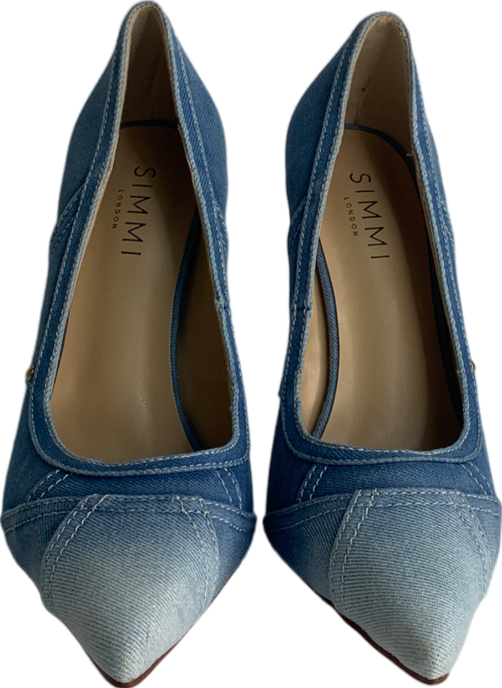 SIMMI Aggie Blue Denim Patchworks Stiletto UK 5 EU 38 👠