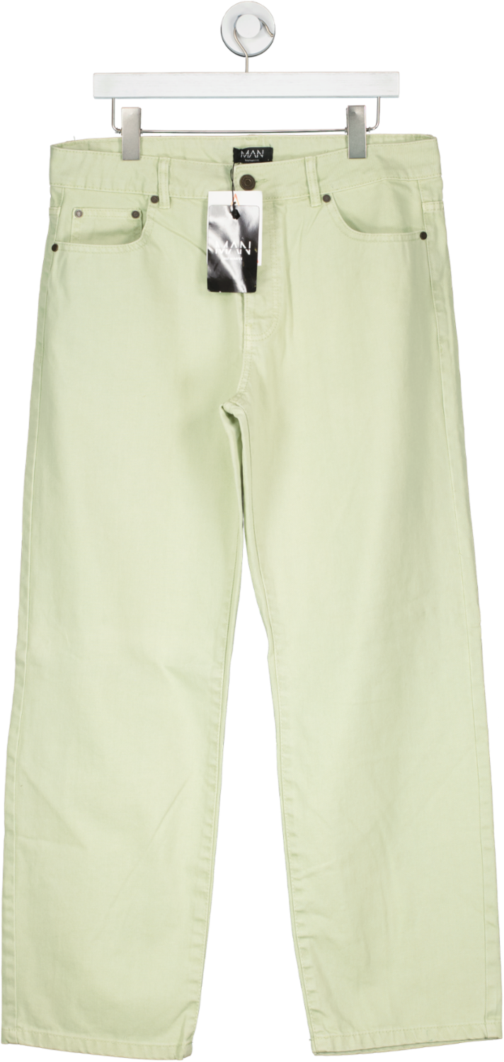 boohooMan Green Relaxed Fit Rigid Jean W34