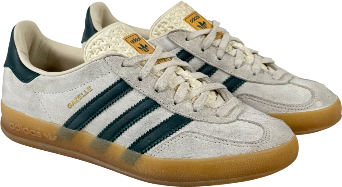 ADIDAS Originals  130 Gazelle Indoor Trainers - Cream White / Collegiate Green UK 4 EU 37 👠