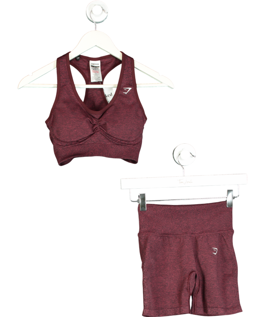gymshark Red Sports Bra & Shorts Set UK S