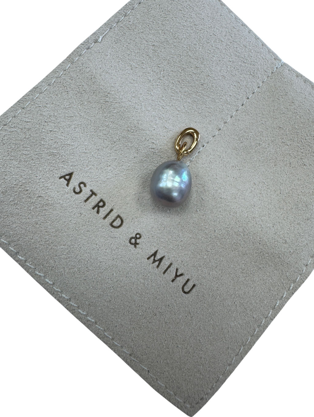 Astrid & Miyu Yellow 18k Gold Plated Silver Grey Pearl Talisman Charm In Gold
