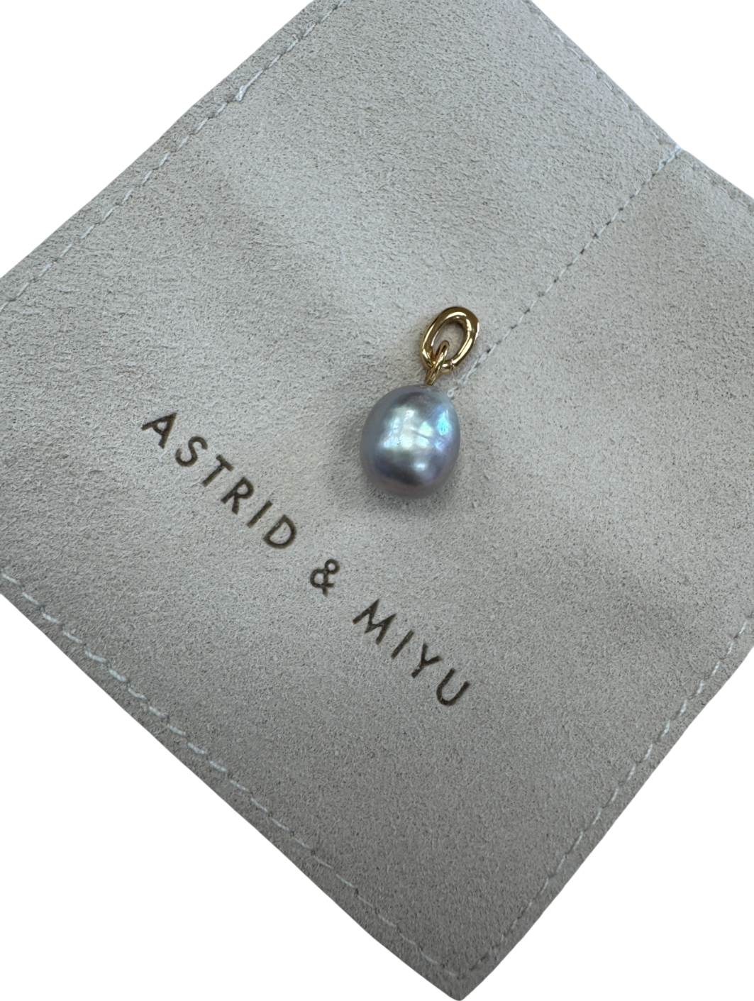 Astrid & Miyu Yellow 18k Gold Plated Silver Grey Pearl Talisman Charm In Gold