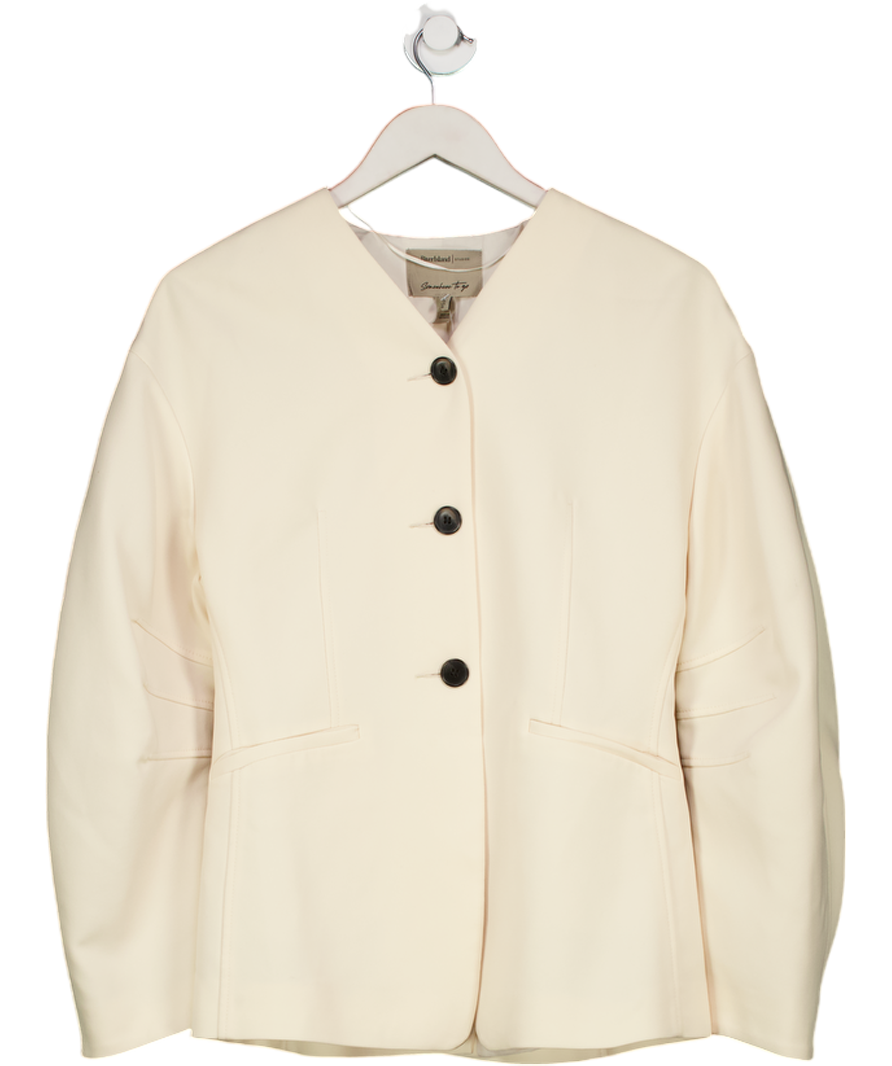 River Island Cream Puffed Sleeve Tailored Blazer UK 10