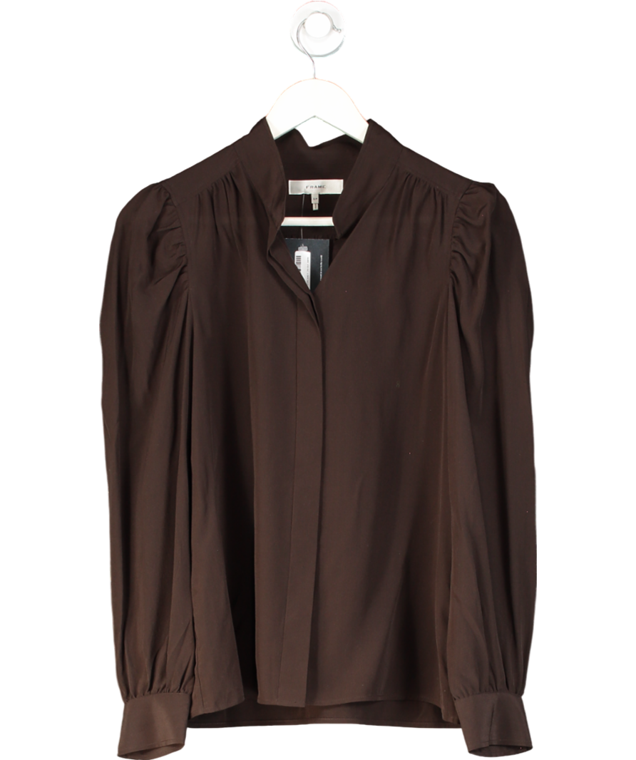 FRAME Brown 100% Silk Shirt UK S