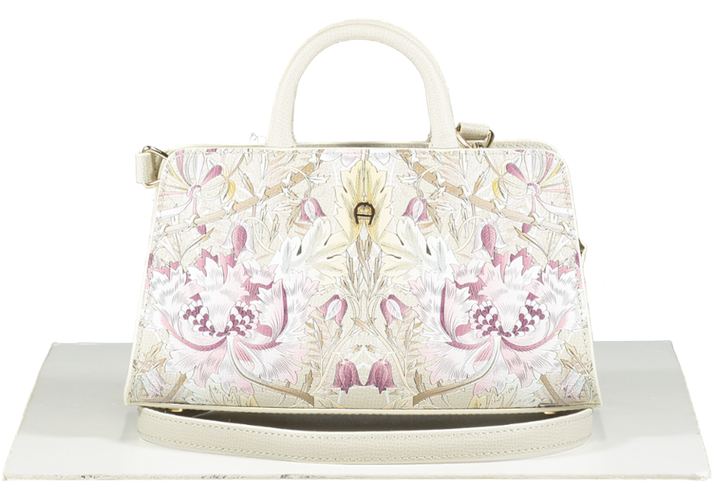 aigner Cream Leather Cybill Honeysuckle Stretch Mini Bag