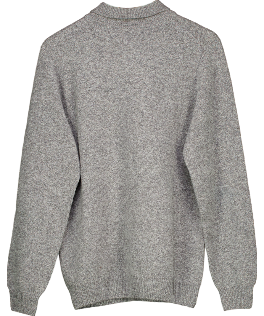 Sunspel Grey Extra‑fine wool Polo Shirt UK M