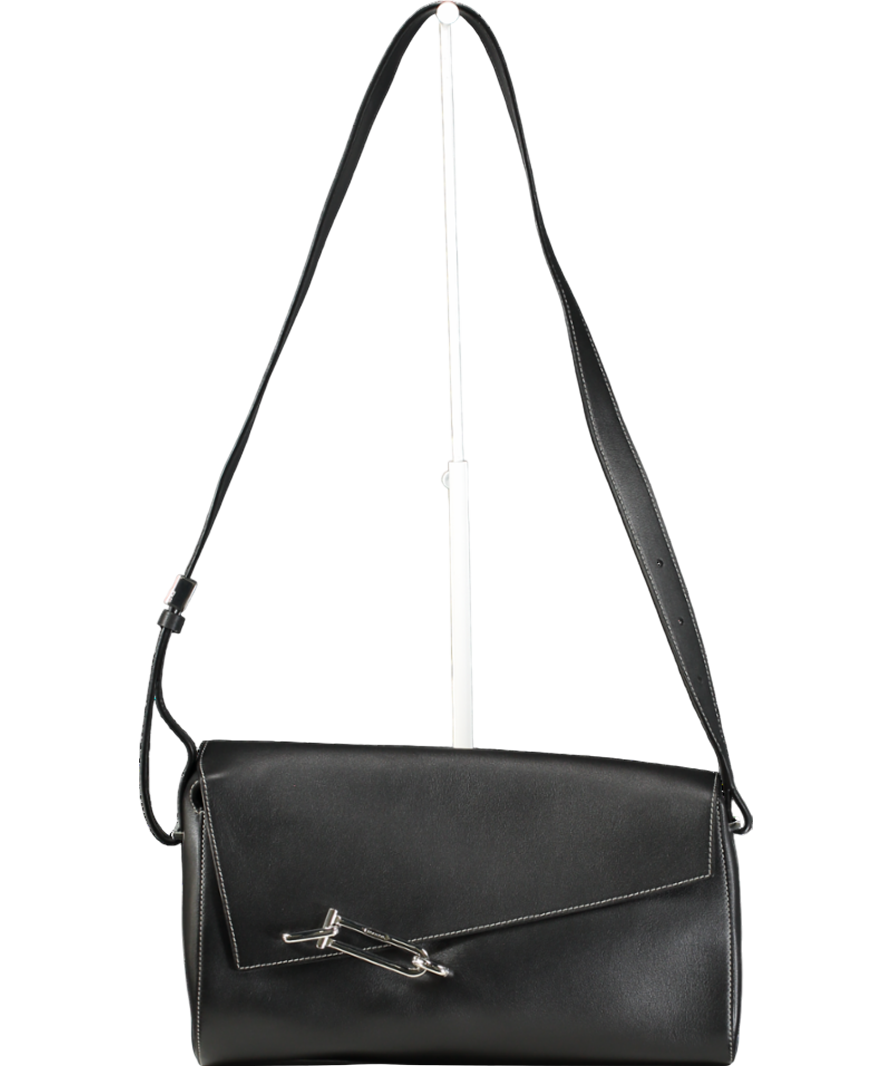 TAD FAB Black Softie Midi Calfskin Leather Shoulder Bag One Size