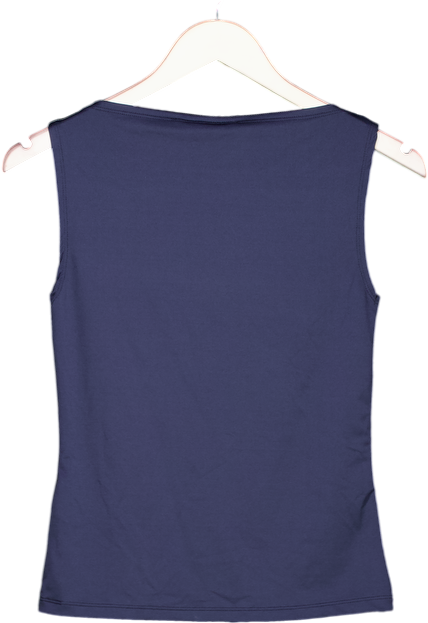 Weekday Blue Annie Soft Sleeveless Boat-neck Top UK S