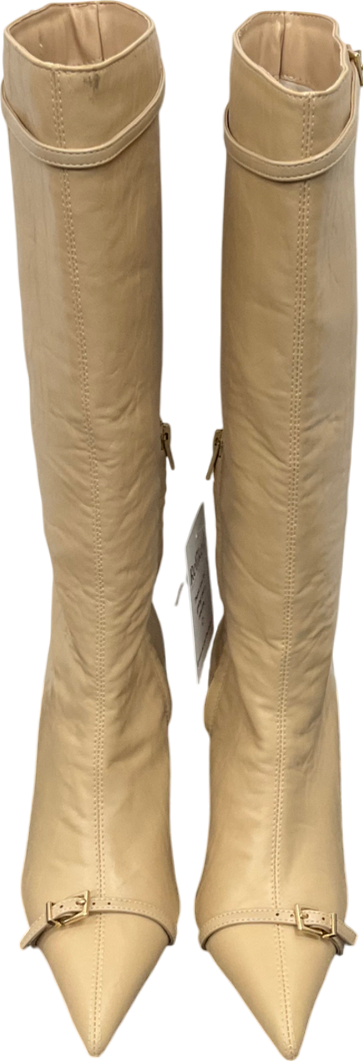 4th & Reckless Beige Mayfair Buckle Front Knee High Boots UK 7 EU 40 👠