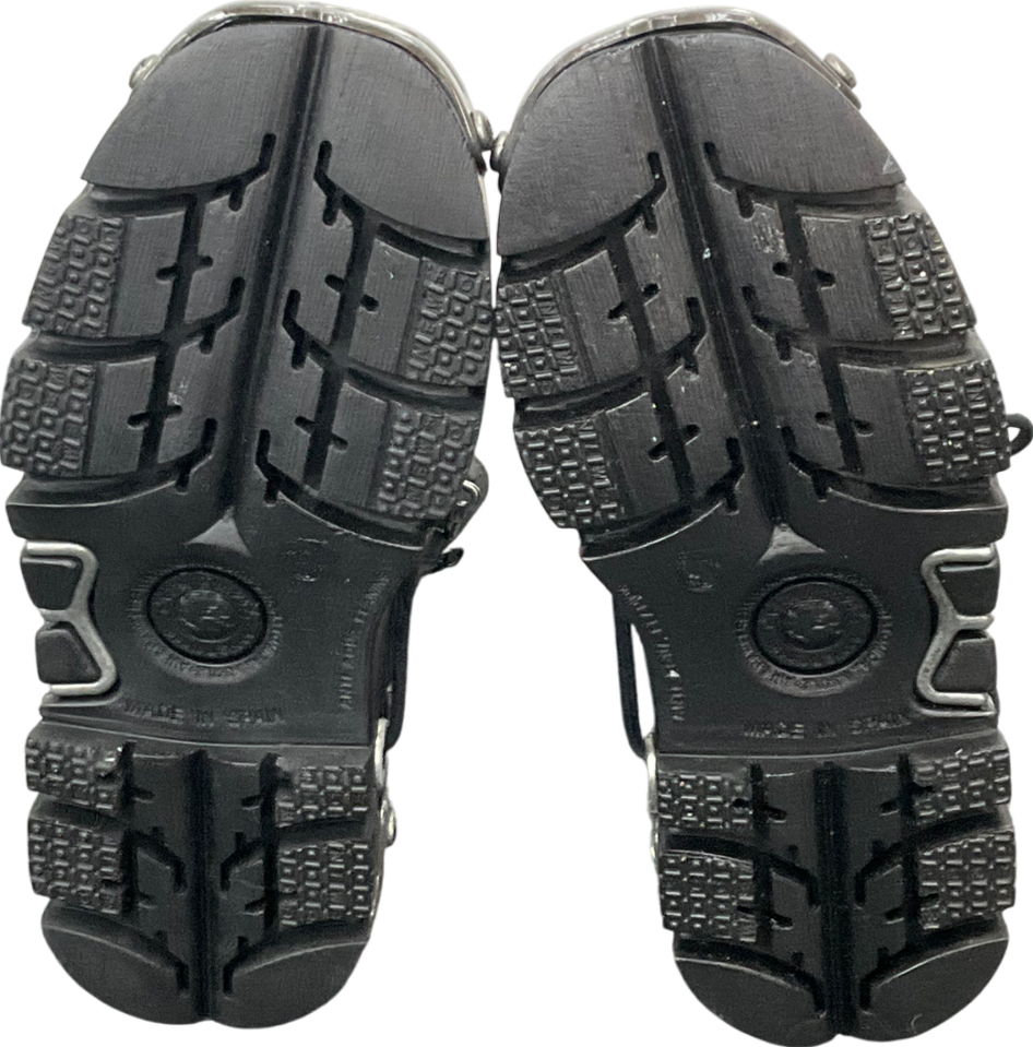 New Rock Black Flame Accented Leather Biker Boots UK 5 EU 38 👠