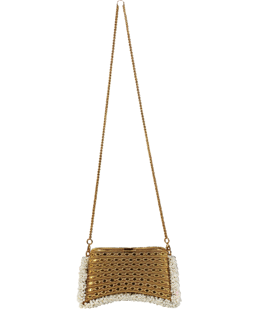 mae cassidy Metallic All That Glitters" Zeenat Crystal Clutch Bag Golden Splendour
