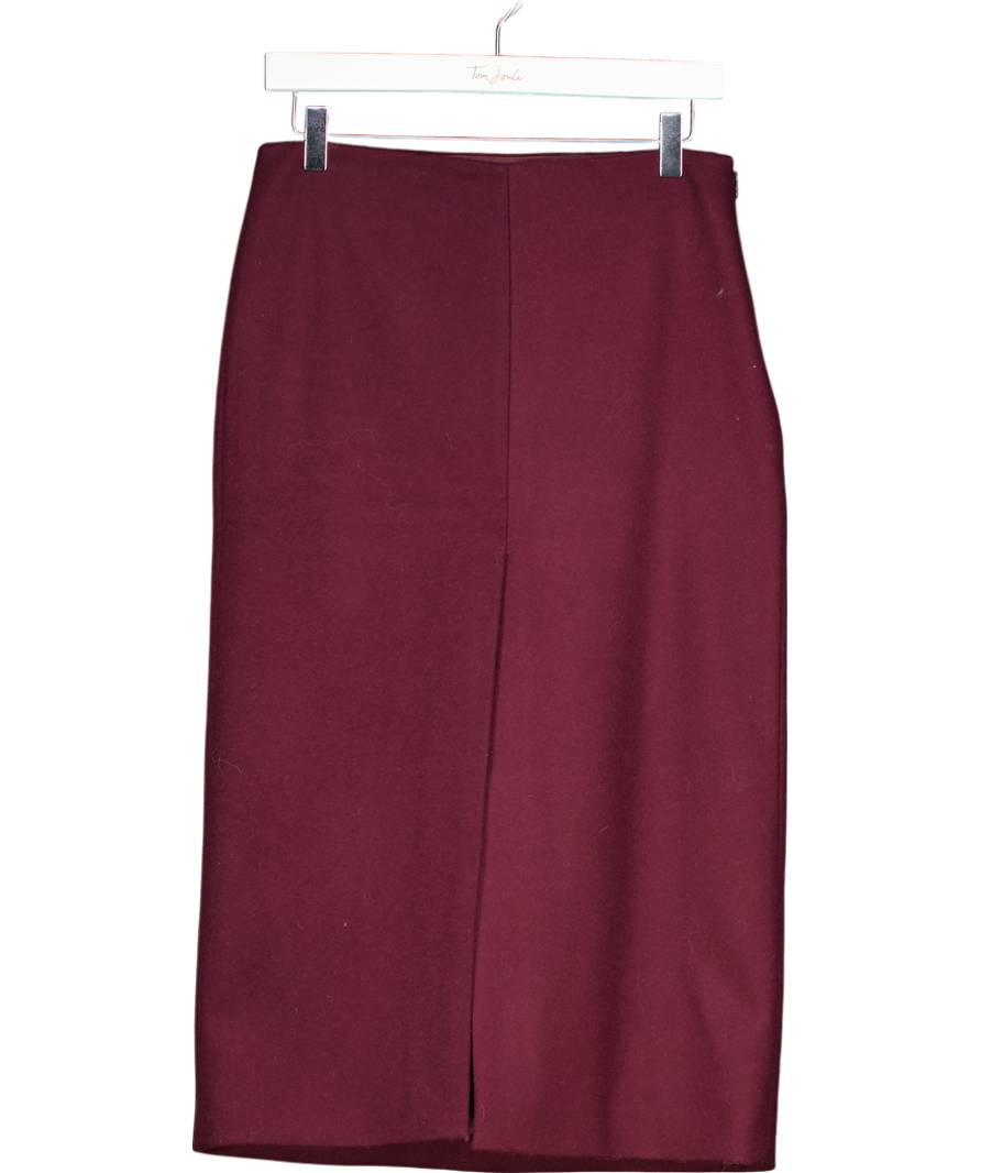 MANGO Red Wool Blend Pencil Skirt UK S