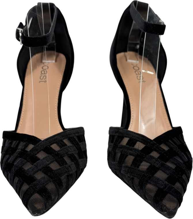 Coast Black Sophia Velvet & Mesh Detail High Stiletto Heel Court Shoes UK 5 EU 38