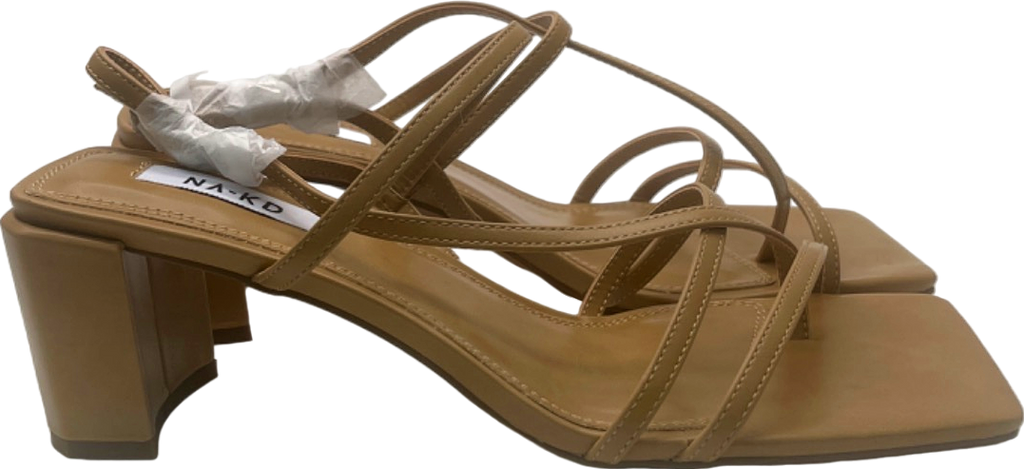 NA-KD NUDE Strappy block heel Sandals EU 40 UK 7