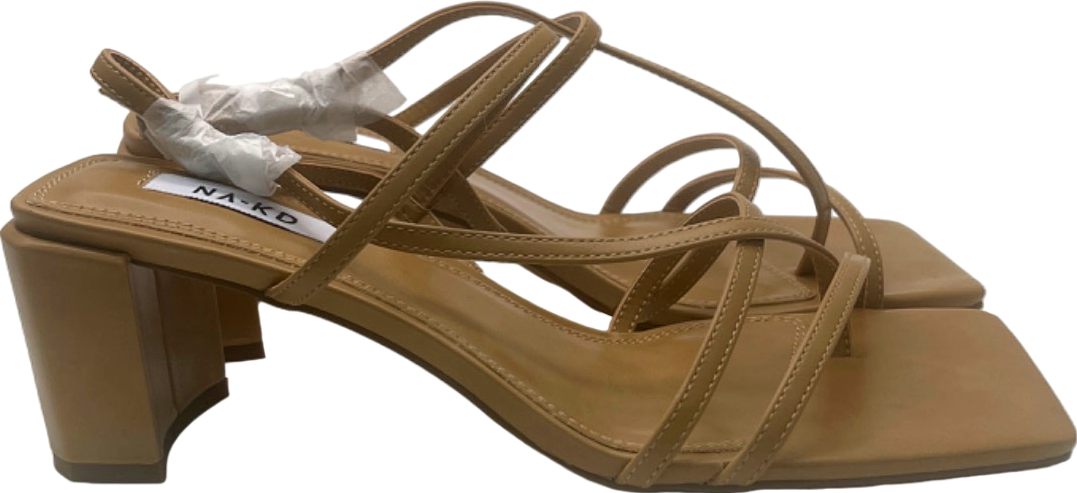 NA-KD NUDE Strappy block heel Sandals EU 40 UK 7