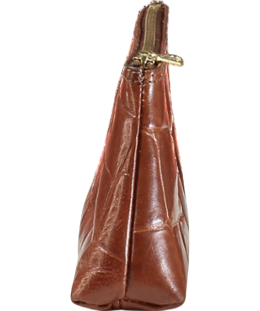 Mulberry Brown Croc Oak Leather Pouch One Size