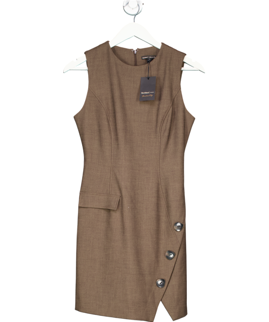 River Island Brown Sleeveless Tailored Dress UK 6