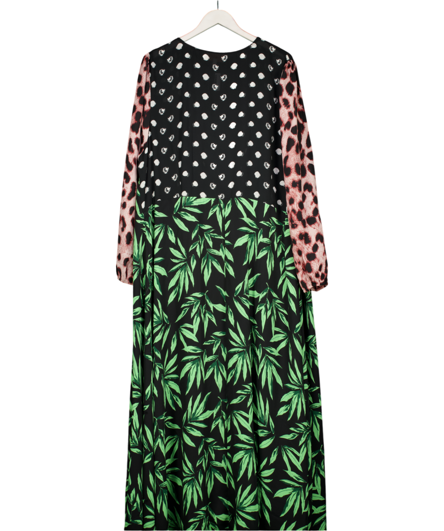 Dancing Leopard Jagger Maxi Wrap Dress In Tropic Green On Black Mix UK 24
