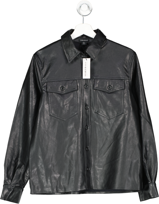 Karen Millen Black Faux Leather Pocket Detail Shirt BNWT UK 6
