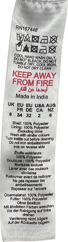 Karen Millen Blue Feather Embellished Woven Long Sleeve Maxi Dress UK 6