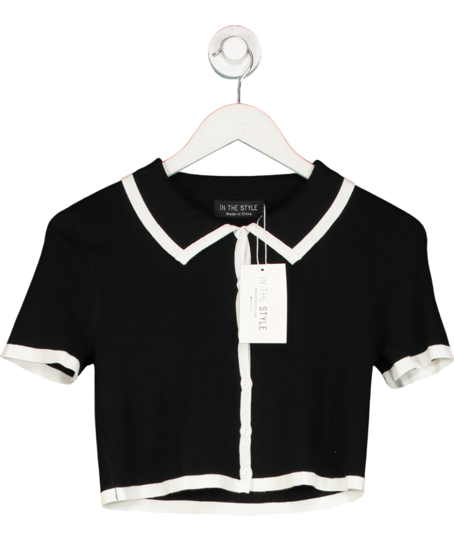 In The Style Black Contrasting Piping Knit Top UK 8