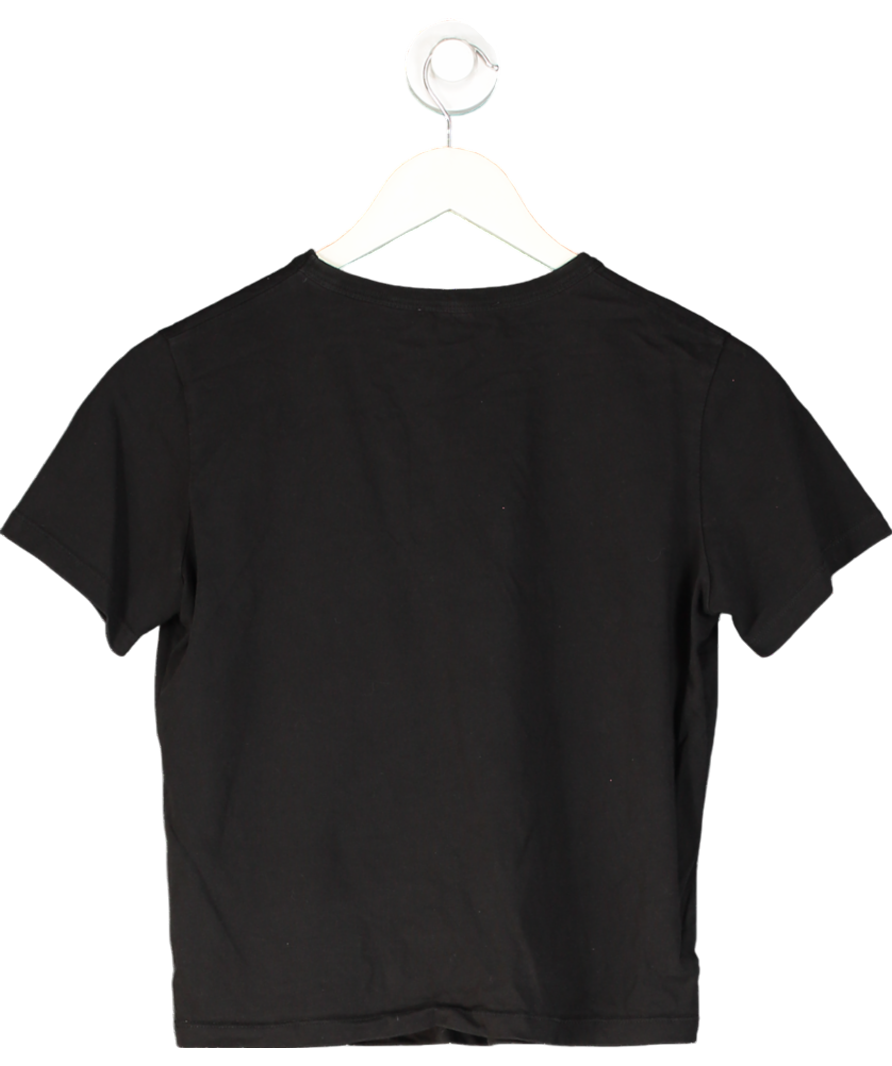 FIORUCCI Black Logo Print Cropped Baby Tee UK S