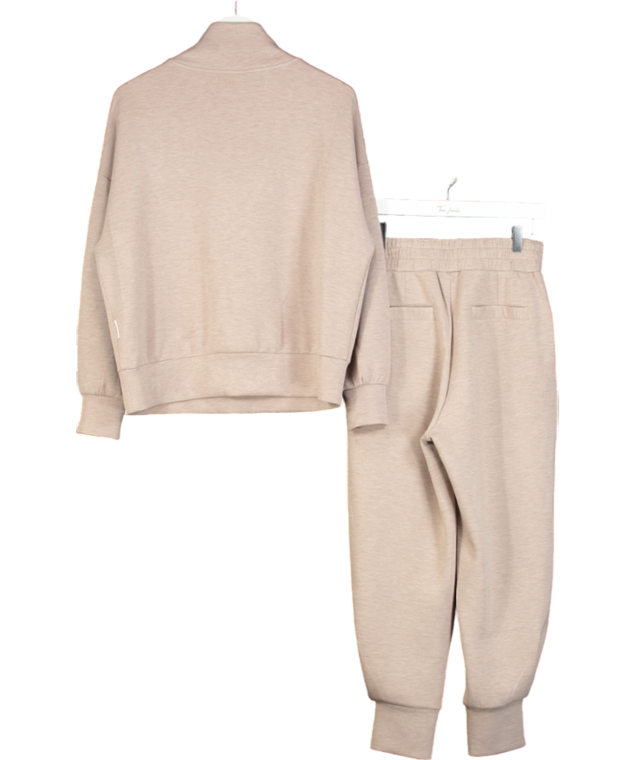 Varley Beige Doublsoft  2-piece Hawley Half Zip Sweater And Joggers set UK S