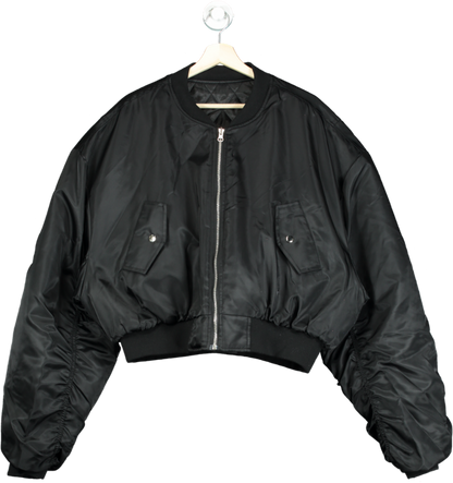 DRL Black Cropped Bomber Jacket UK One size