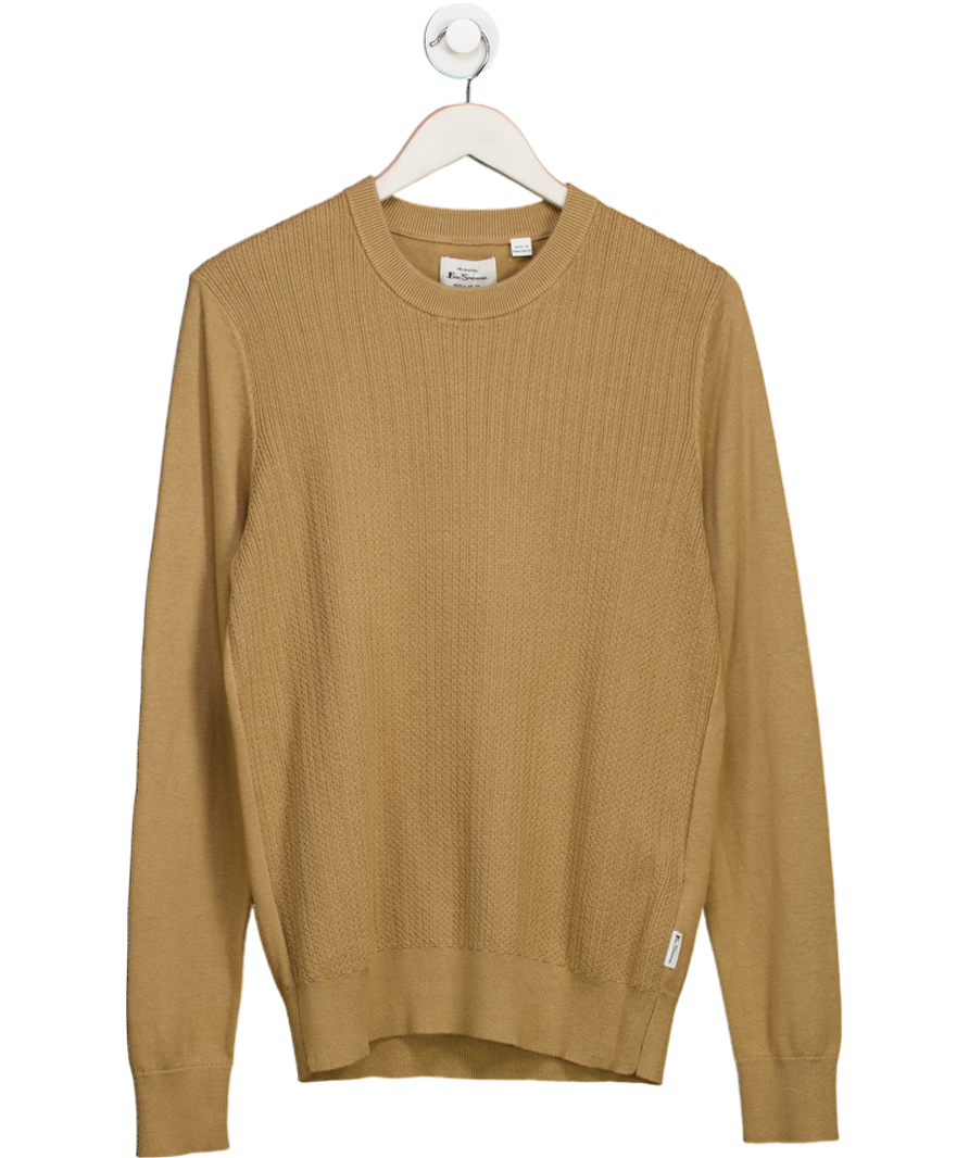 Ben Sherman Beige Textured Front Crew In Sand UK S