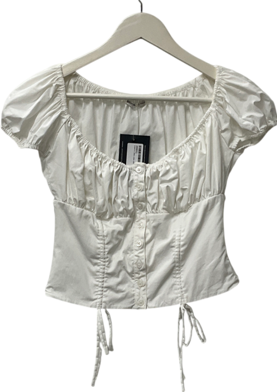 House of CB White Kitty Puff Sleeve Corset Crop Top UK S