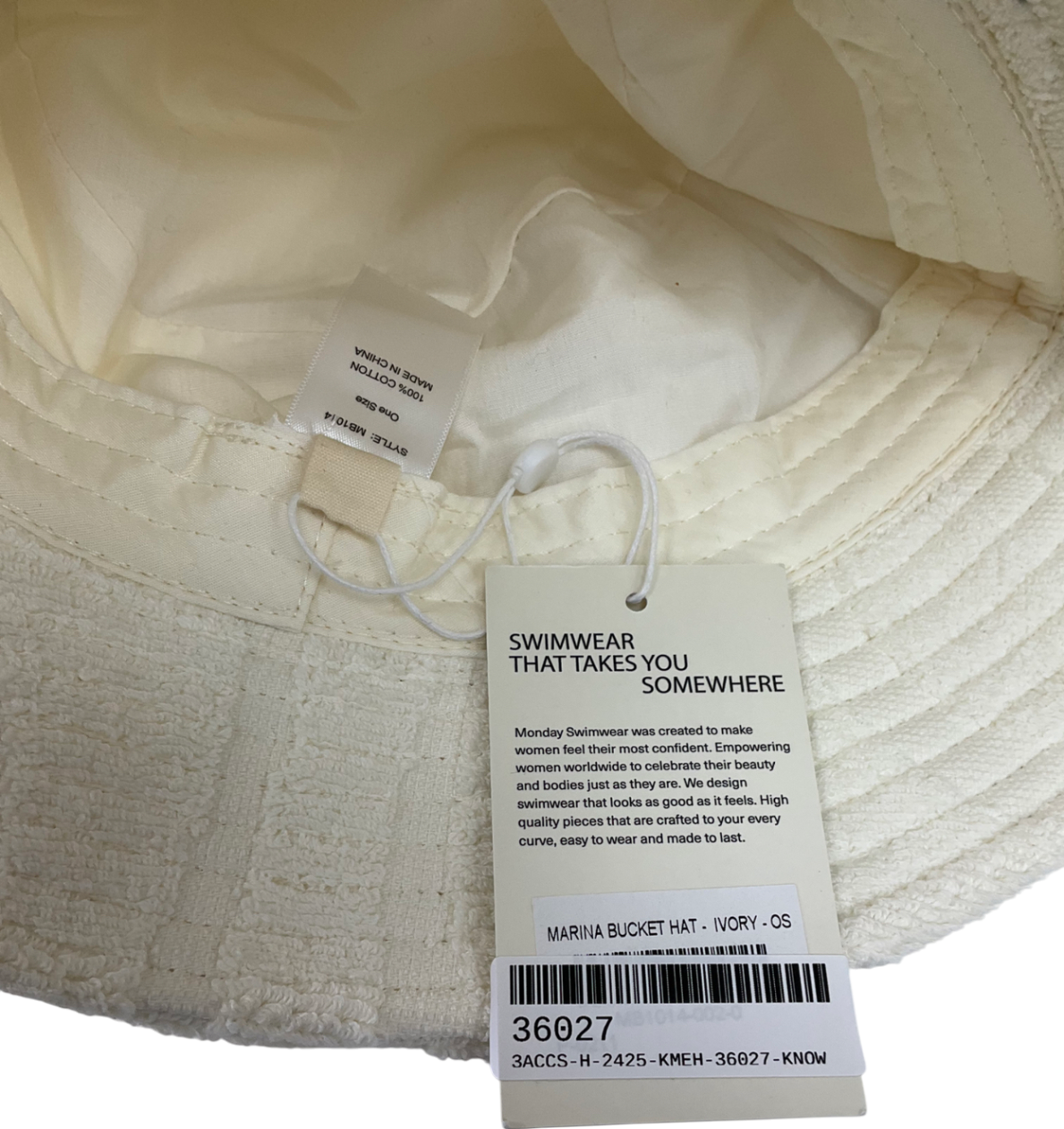 Monday Swimwear Cream Marina Bucket Hat One Size