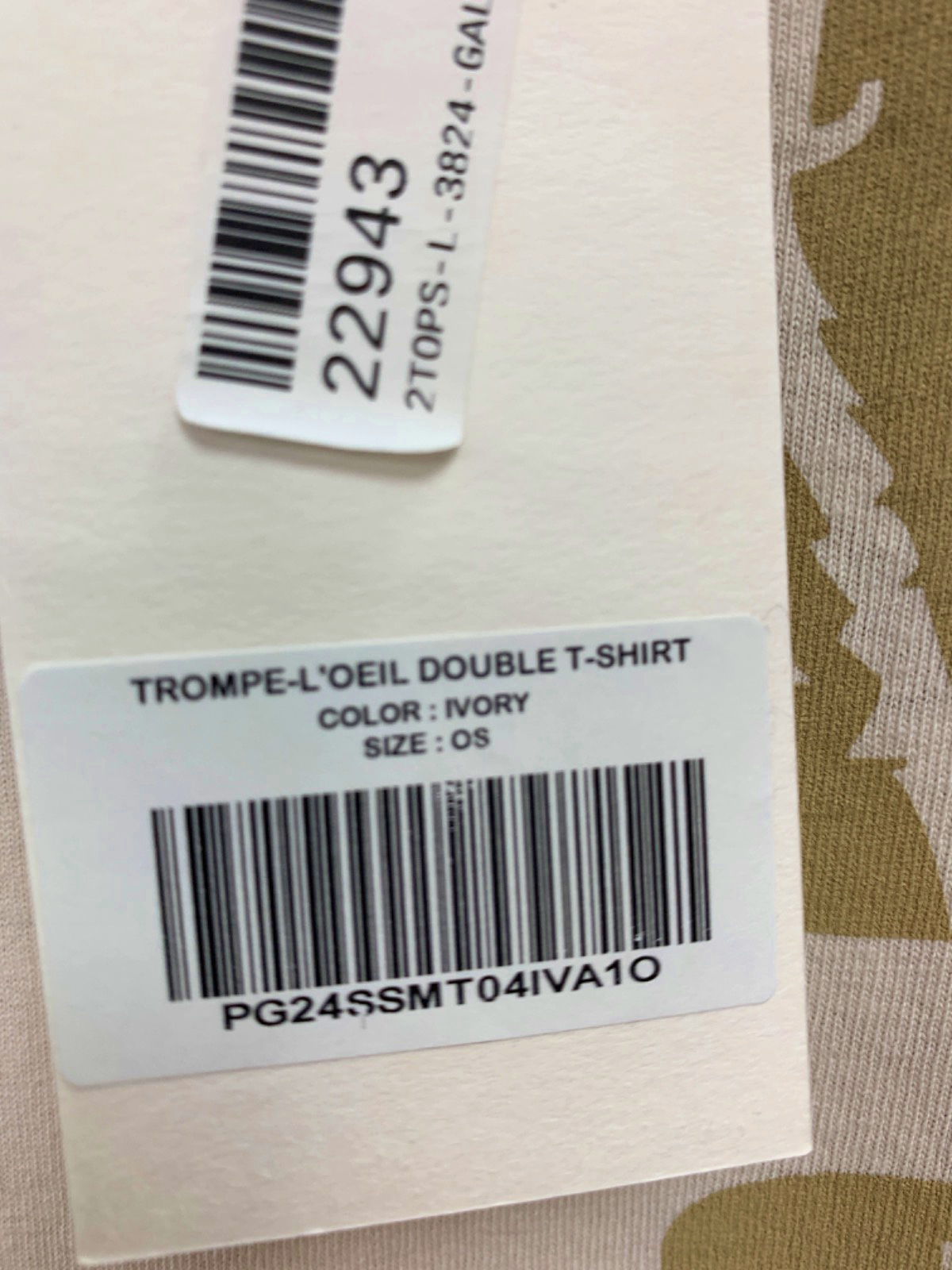 Project G/R Ivory Trompe-L'Oeil Double T-Shirt One Size