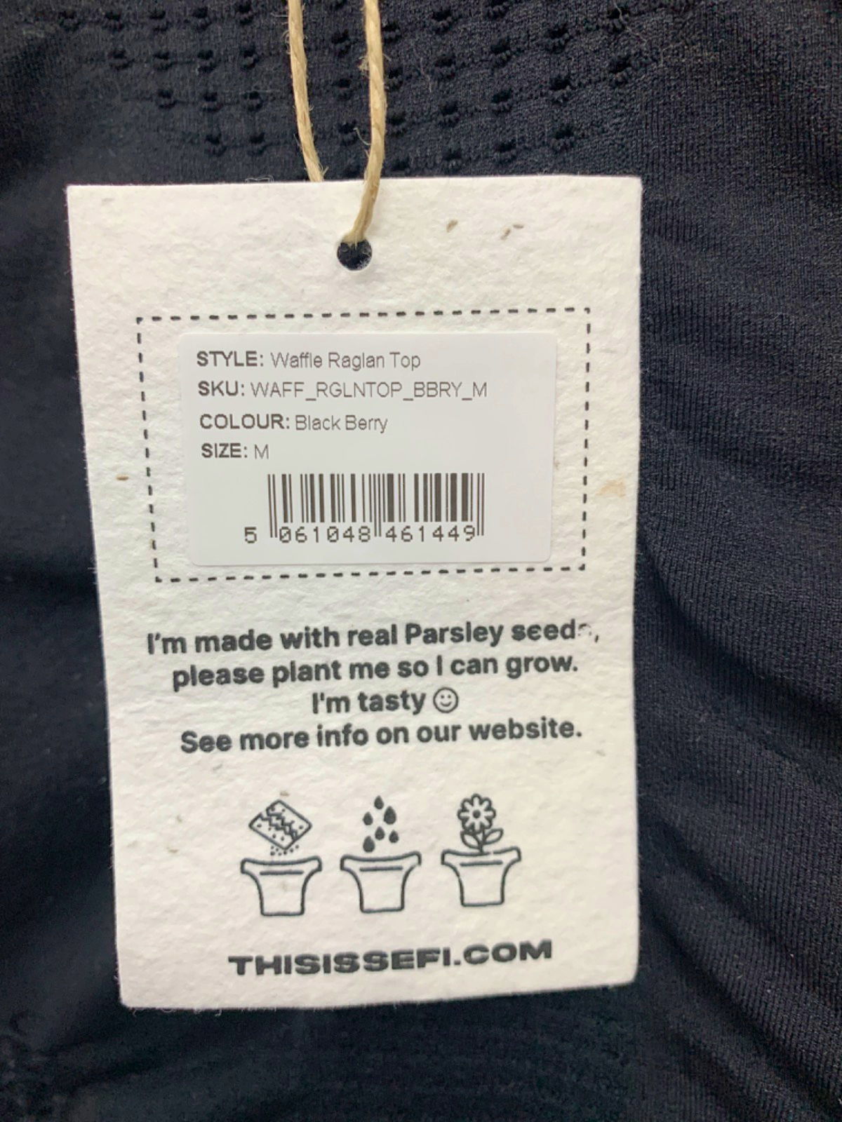 Sefi Black Waffle Raglan Top UK M