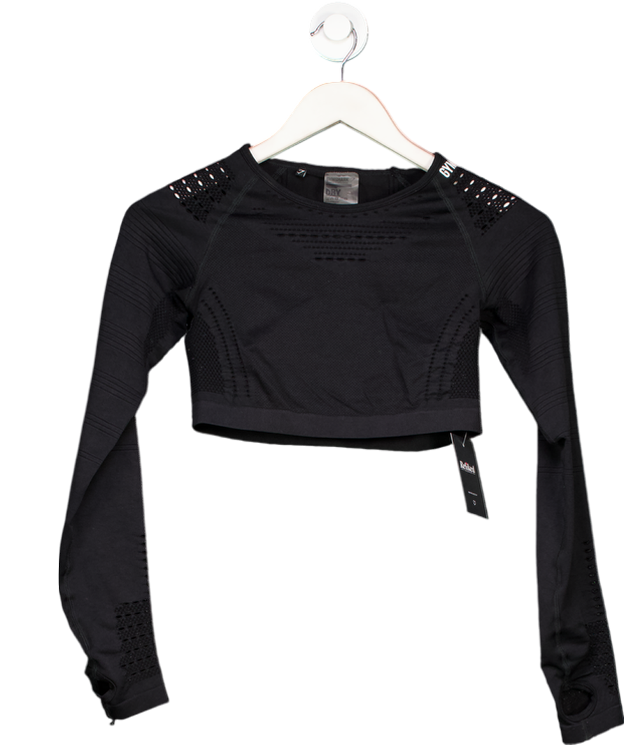 gymshark Glow Long Sleeve Seamless Crop Top - Black UK S