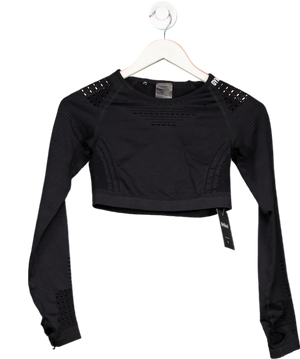 gymshark Glow Long Sleeve Seamless Crop Top - Black UK S