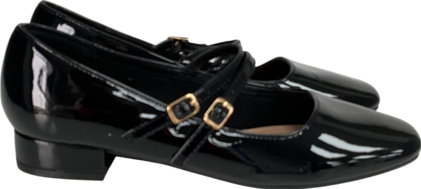 New Look Black Double Strap Ballet Pumps UK 5 EU 38 👠