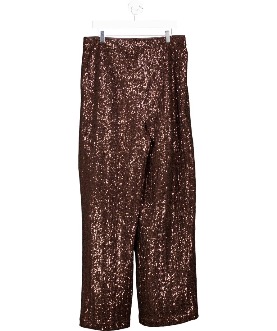 Monsoon X Sarah Corbett-winder Wide Leg Sequin Trousers Bronze UK 18