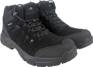 OUTJETS Black Waterproof Walking Boots Lightweight Comfortable Mid Ankle Hiking Boots UK 10 EU 44