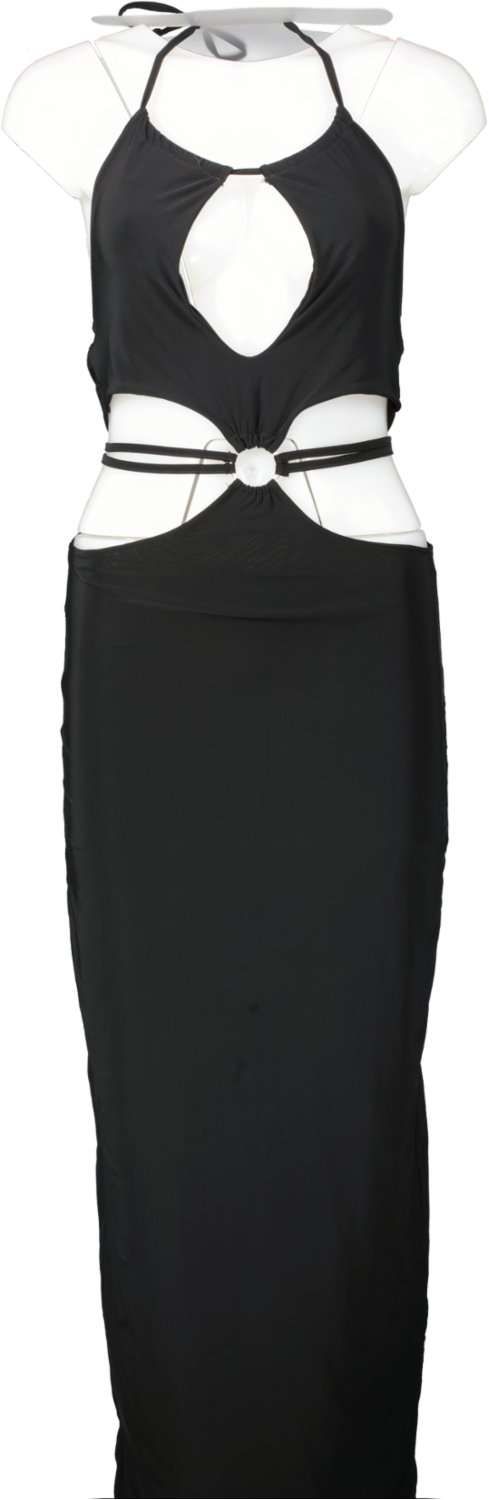Femme Luxe Black Arabelle V Neck Cut Out Ring Detail Maxi Dress UK 12