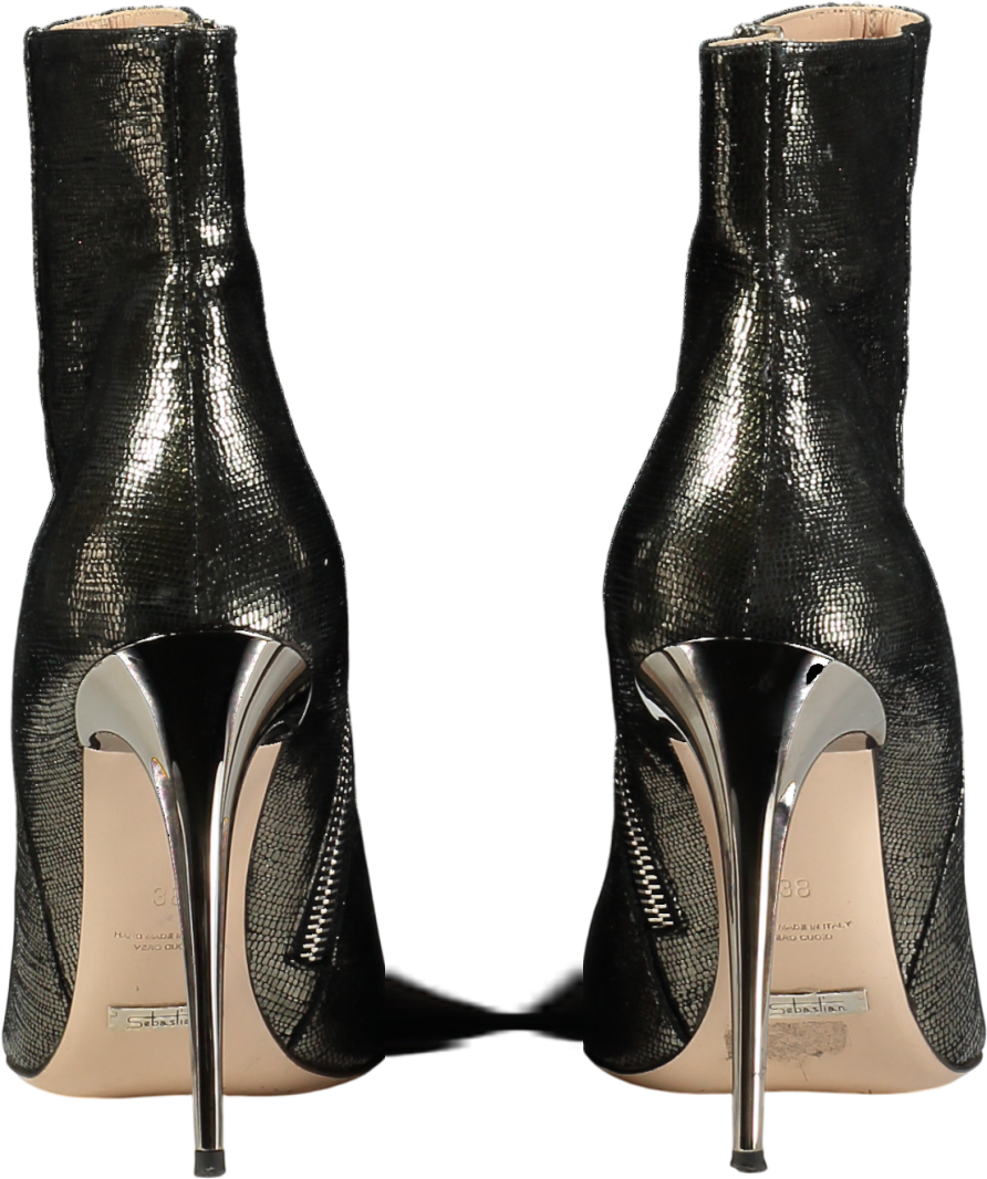 Sebastian Milano Grey Metallic Heeled Ankle Boots UK 5 EU 38 👠