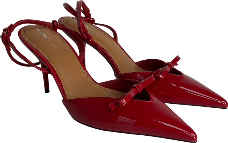 River Island Red Pointed Bow Heels UK 7 EU 40 👠