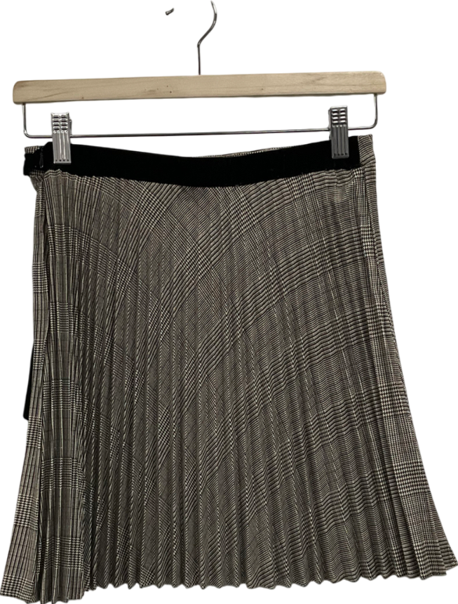 Next Beige Pleated Neutral Checked Kilt Skirt UK 6