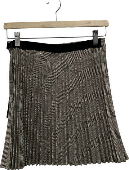 Next Beige Pleated Neutral Checked Kilt Skirt UK 6