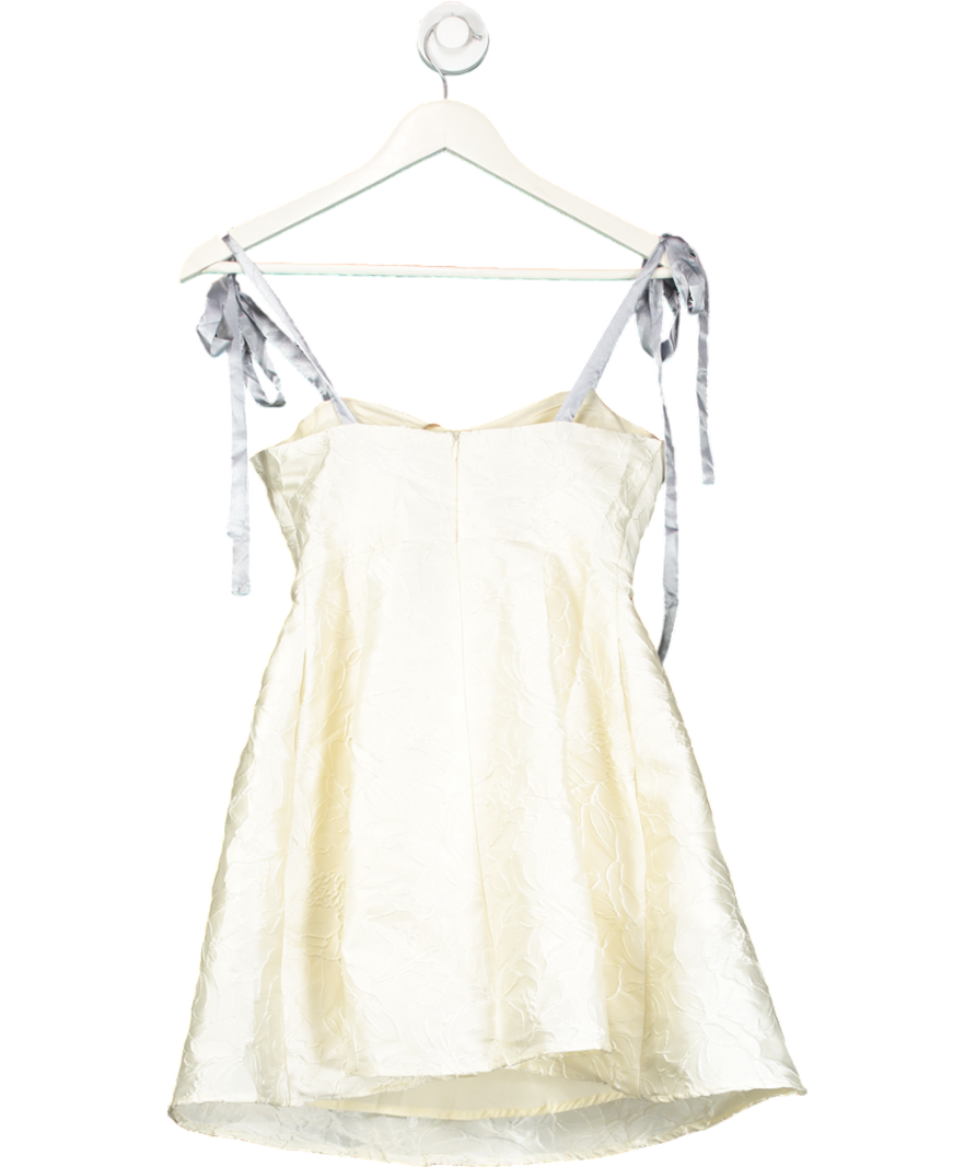 Rihoas Cream Strapless Mini Dress With Floral Pattern UK XS