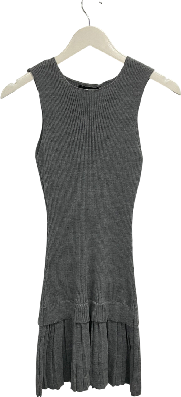 Ego Sleeveless Drop Waist Pleated Hem Micro Mini Dress In Grey UK M